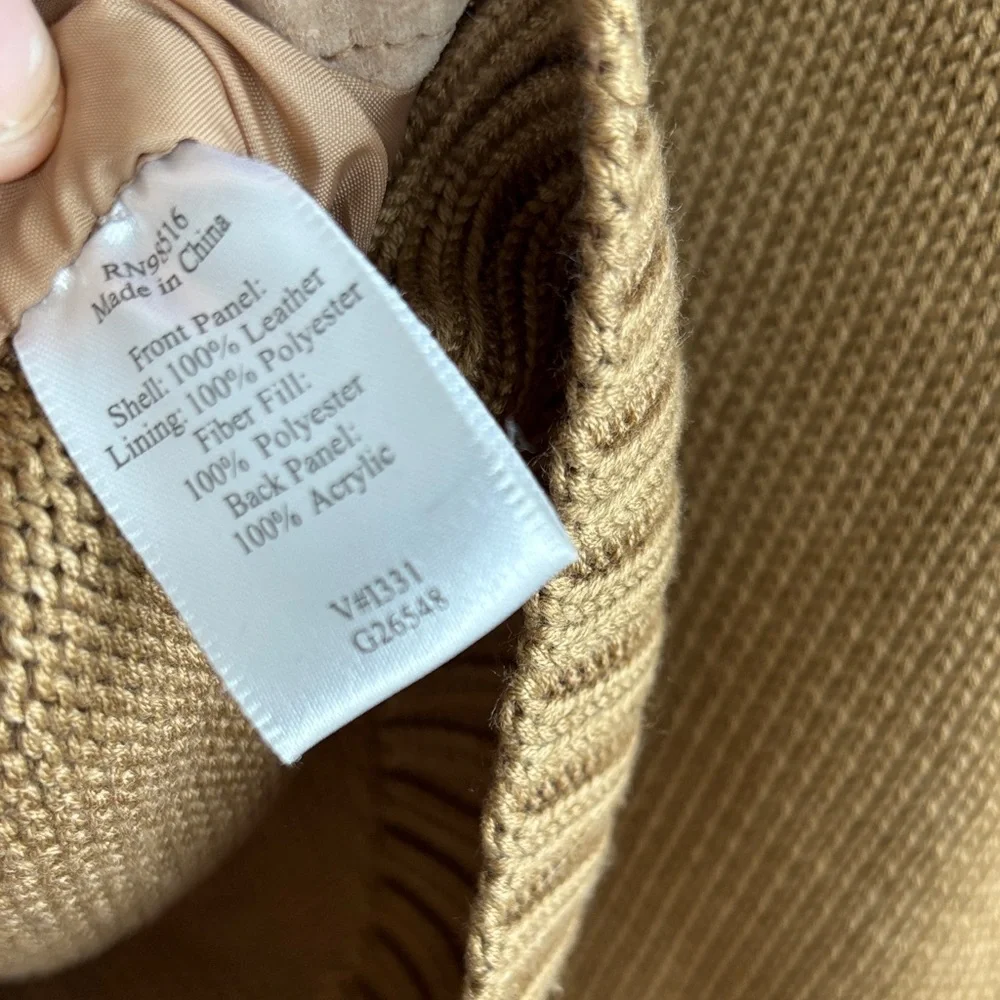 Coldwater Creek Leather Quilted Knit Brown Quilted Women's Vest sz L